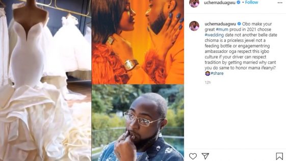 Uche Maduagwu pleads with Davido to marry Chioma next year