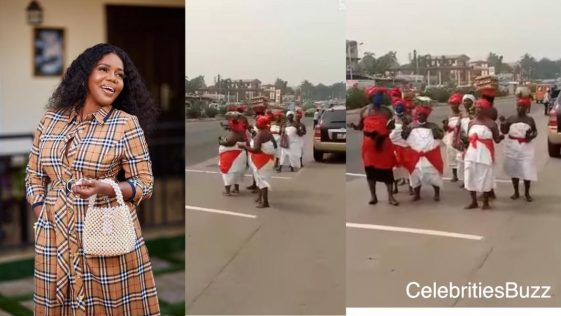 Naa Ye We traditionalists storm the streets to perform rituals against MzBel (VIDEO)