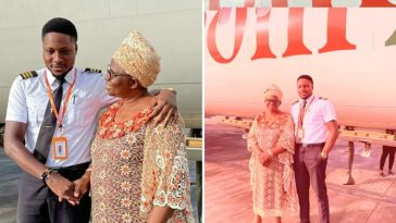 Joy as Nigerian pilot flies his mum on a plane for the first time