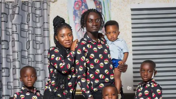 Kwadwo Nkansah Lil Win, Shares Photo of New wife And 4 Sons