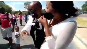 Angry baby mama attacks newlywed couple during wedding ceremony