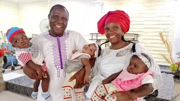 man welcomes triplets with his wife after 15 years of marriage (Photos)