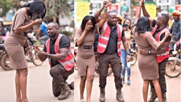 Man blocks traffic on busy highway to propose to his girlfriend (Photos/Video)