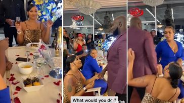 Man walks away with another lady after his girlfriend proposed to him (Video)