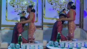 Bride heaps prayers on her groom as she asks God to make him successful (Video)