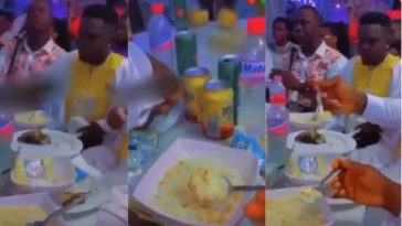 Guests served ‘soaking’ gari and groundnut at wedding reception [Video]