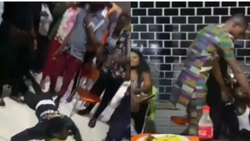 Drama as man begins to throw up after being forced to consume a friend’s drink that he was accused of poisoning (Video)