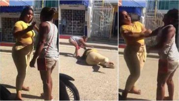 Drama as two women fight over a man in Kungfu style (Watch)