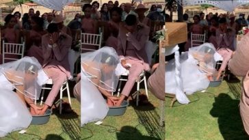 Groom in tears as his wife-to-be washes his feet at their wedding [Video]