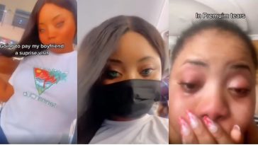 Lady travels to pay her boyfriend a surprise visit but it ends in premium tears