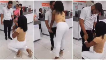 Lady shows up at boyfriend’s workplace unexpectedly to propose to him- Watch