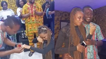 It’s against our culture for a man to kneel for a woman – Lady says as she kneels down to accept her man’s proposal