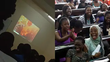 University Lecturer Projects Laptop with Photo of Class Rep Used as Screen Display