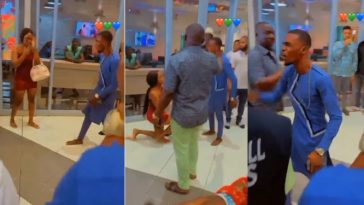 Drama as man catches girlfriend on a date with another guy after telling him she won’t go out (Video)