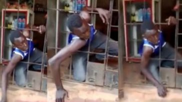 Thief caught red-handed after sneaking into shop in broad daylight (Video)