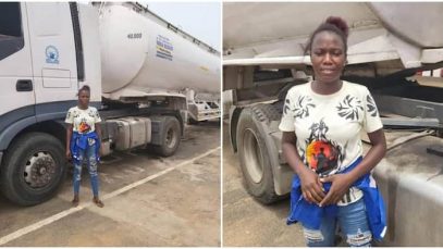 One of a Kind: 26-Year-Old Lady Seen Driving Tanker, Photos Go Viral