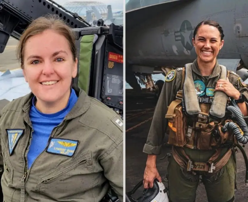 The Navy has identified the two aviators who died after their EA-18G Growler jet crashed Tuesday in Washington state. They are Lt. Serena N. Wileman, left, and Lt. Cmdr. Lyndsay P. Evans. (U.S. Navy)