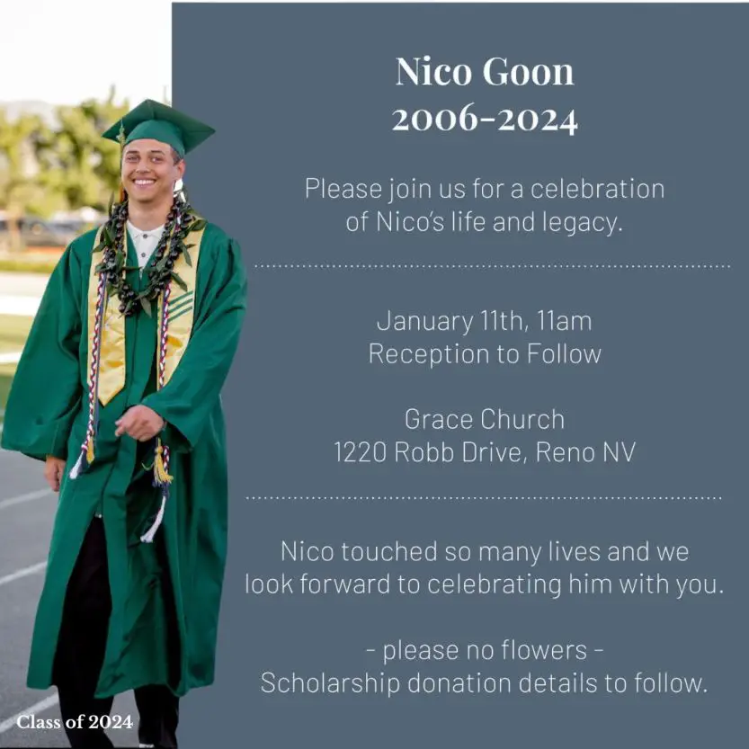 Bishop Manogue Catholic High School 2024 Grad, Nico Goon Tragically Dies