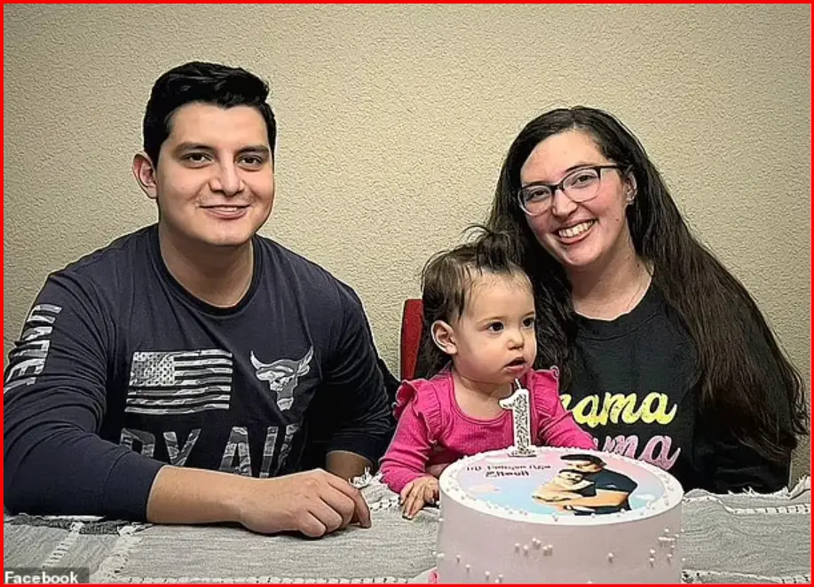 Manzano is pictured with his late wife and his young daughter on her third birthday